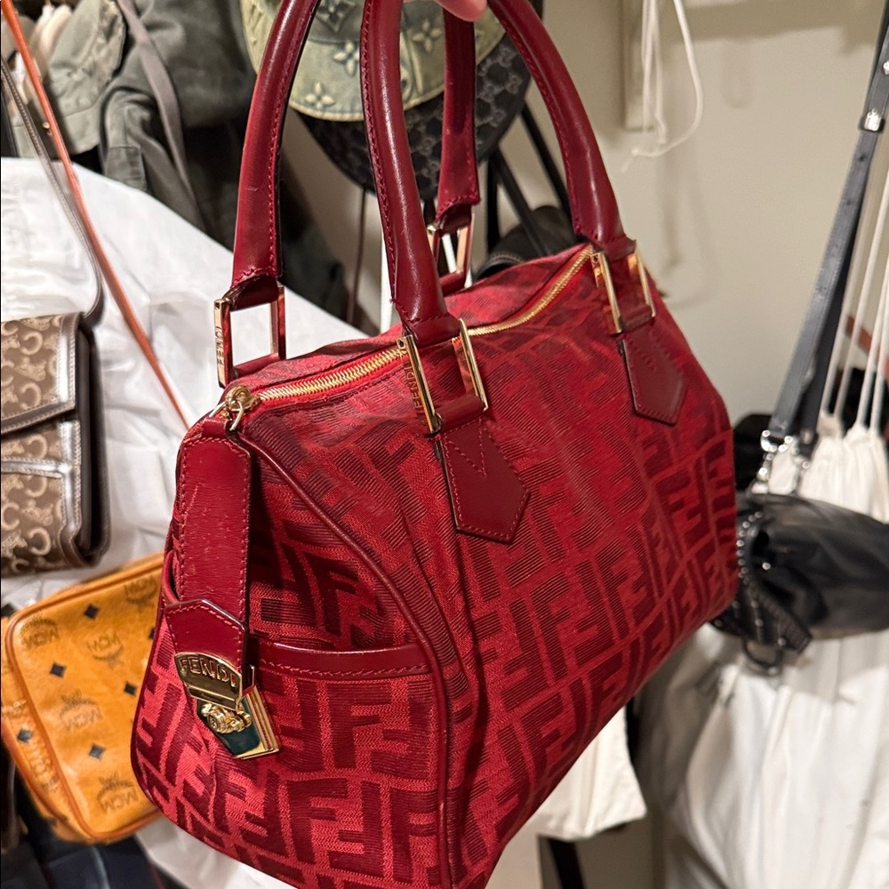 Fendi Red Boston Handbag